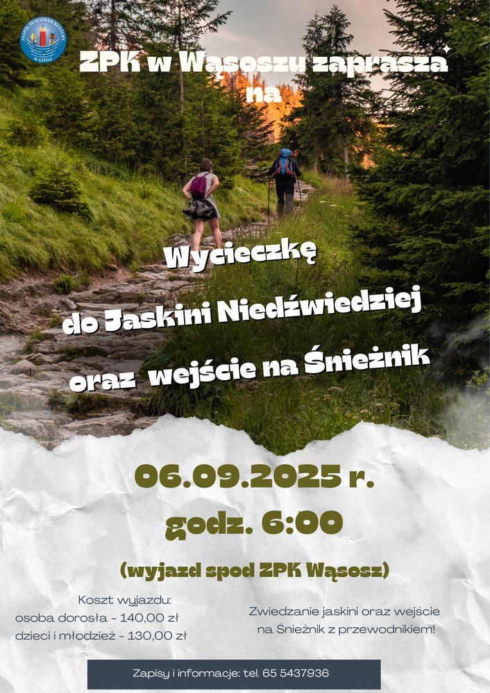 plakat ze szczegółami organizowanej wycieczki