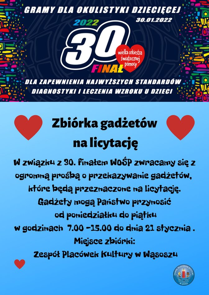 plakat z informacjami o zbiórce