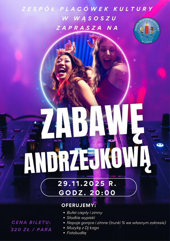 plakat zapraszający na zabawę
