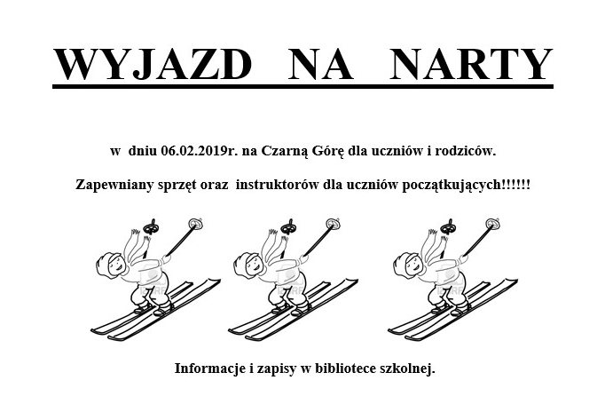zaproszenie na wyjazd na narty