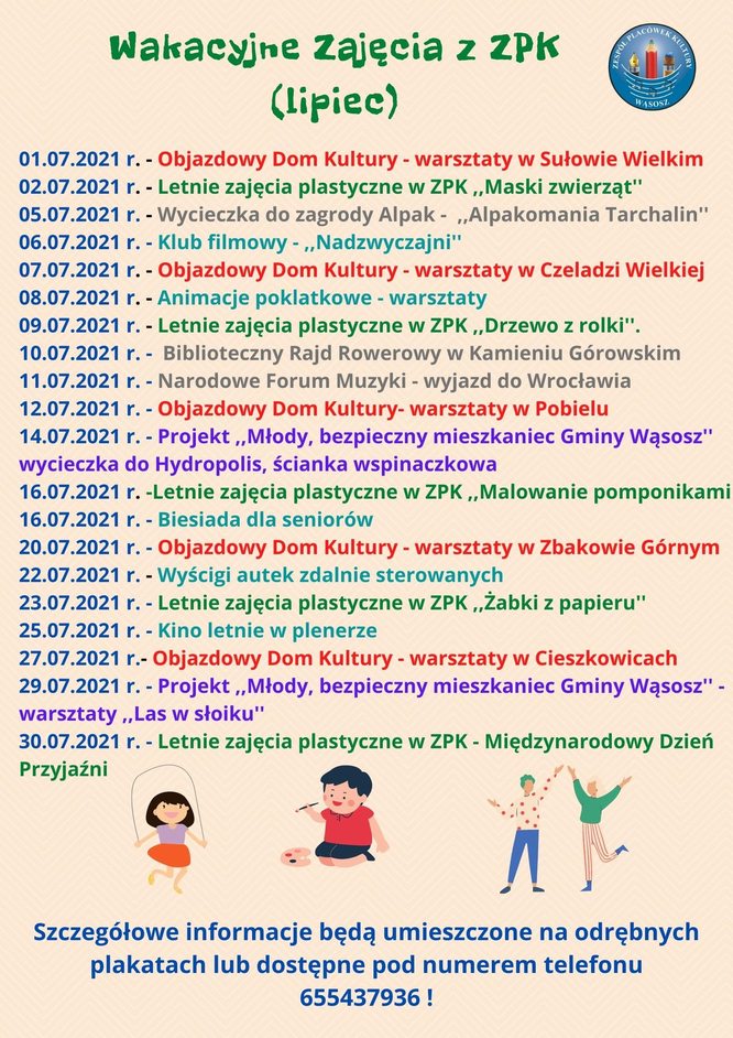 plakat z wydarzeniami