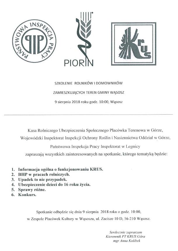 Szkolenie rolników i domowników z terenu naszej gminy